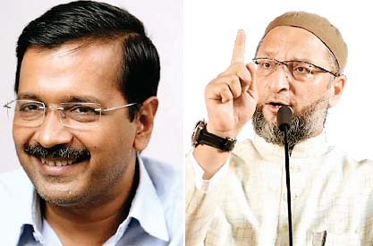 औवेसी और अरविंद केजरीवाल 